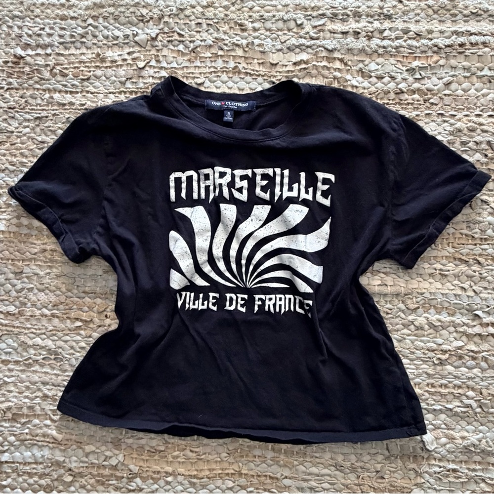 Marseille Black Graphic T-Shirt Size Small